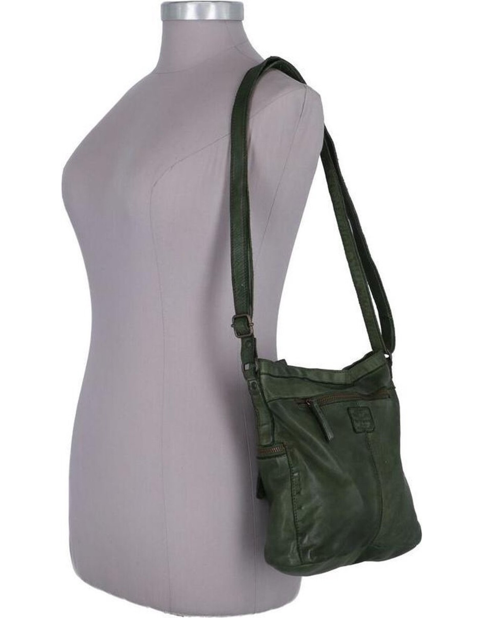 Bear Design Leren schoudertassen Leren crossbody tassen - Bear Design Schoudertas "Chessi"groen