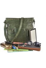Bear Design Leren schoudertassen Leren crossbody tassen - Bear Design Schoudertas "Chessi"groen