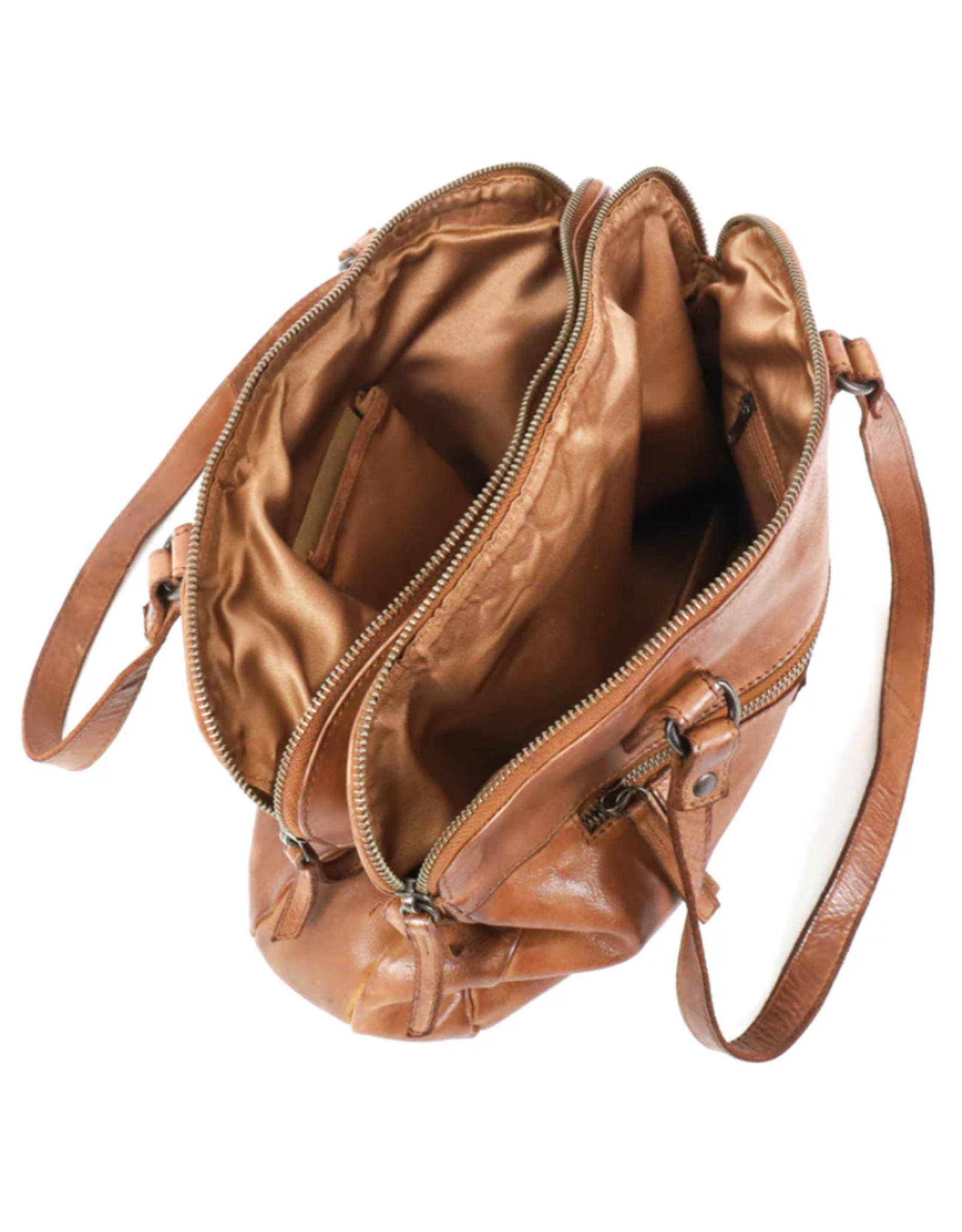 Bear Design Leather shoulderbags Leather crossbody bags - Bear Design Shoulder Bag ‘Lieke’ cognac