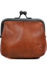 Bear Design Leather Wallets - Bear Design Clasp wallet  ‘Lorraine’ cognac