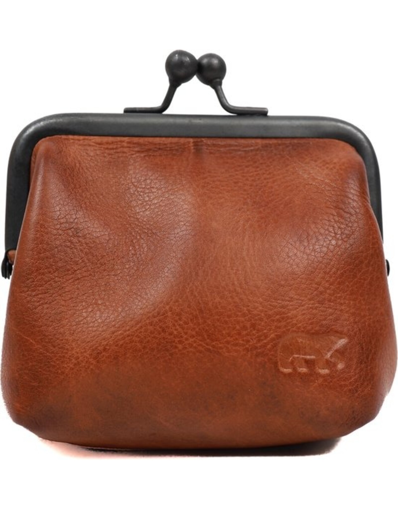 Bear Design Leather Wallets - Bear Design Clasp wallet  ‘Lorraine’ cognac