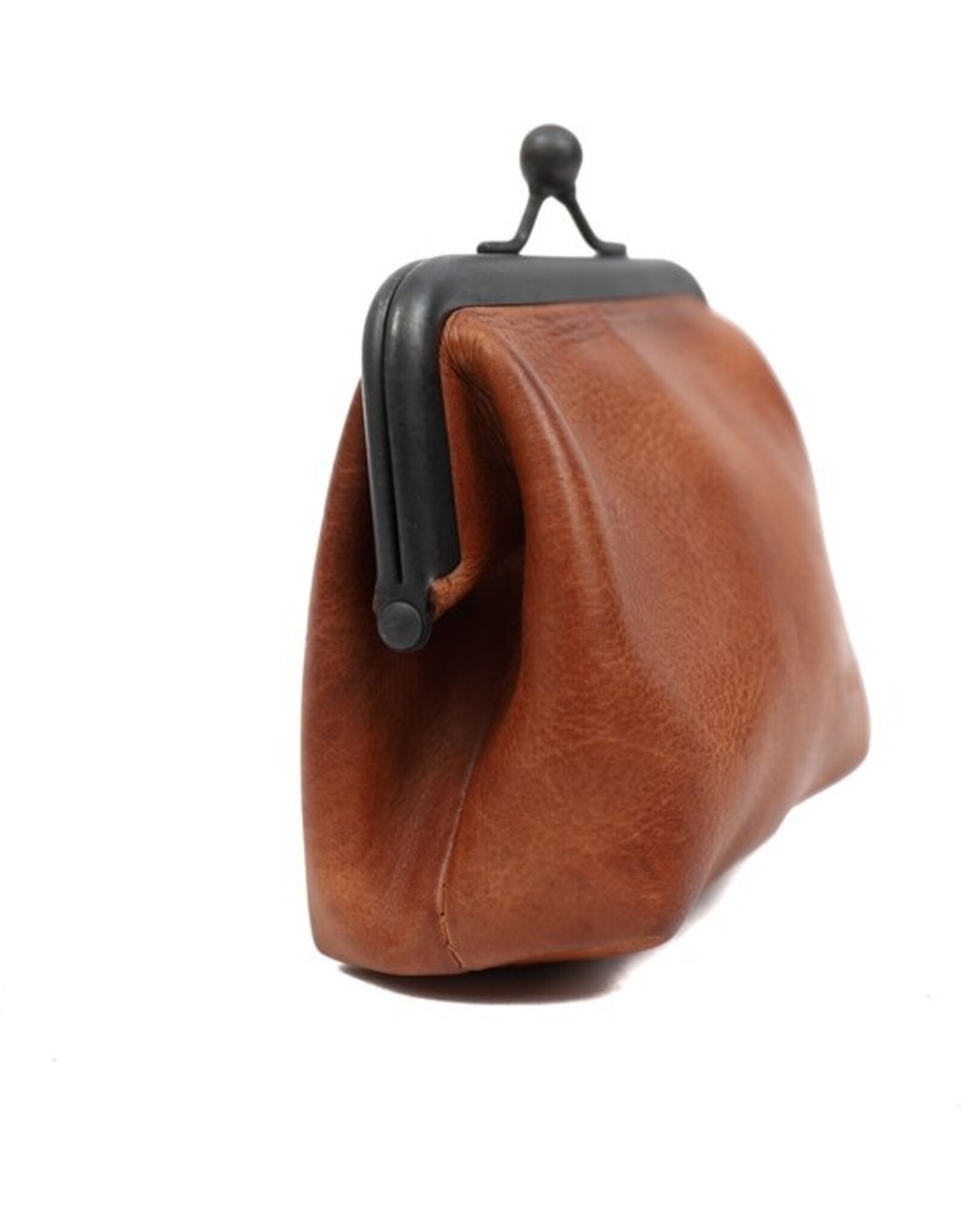 Bear Design Leather Wallets - Bear Design Clasp wallet  ‘Lorraine’ cognac