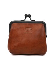 Bear Design Leather Wallets - Bear Design Clasp wallet  ‘Lorraine’ cognac