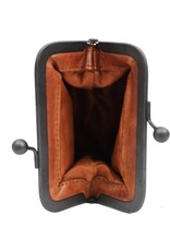 Bear Design Leather Wallets - Bear Design Clasp wallet  ‘Lorraine’ cognac