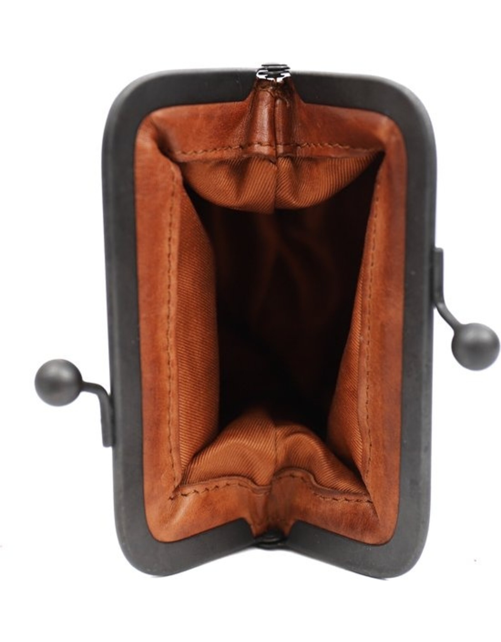 Bear Design Leather Wallets - Bear Design Clasp wallet  ‘Lorraine’ cognac