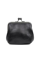 Bear Design Leather Wallets - Bear Design Clasp wallet  ‘Lorraine’ black