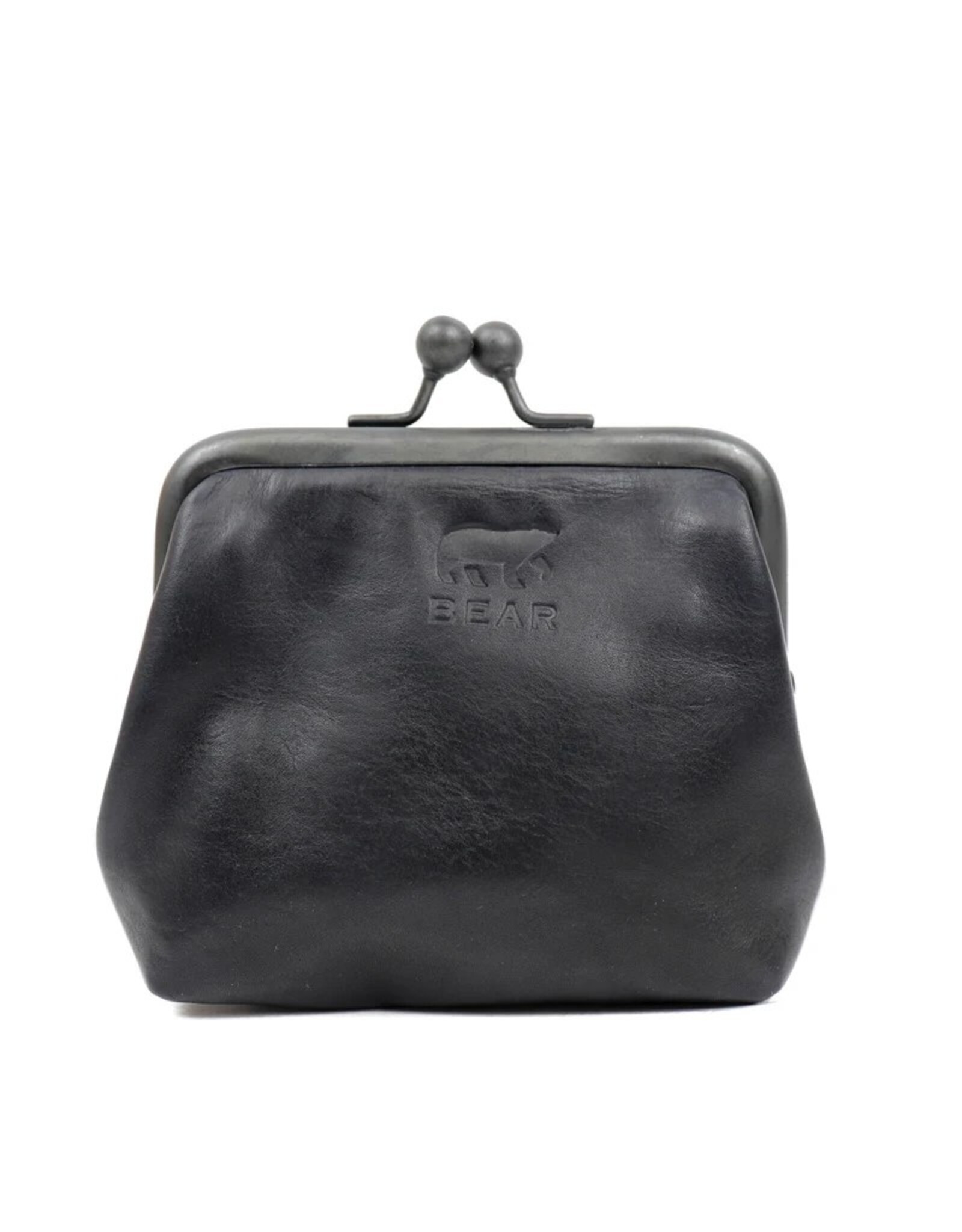 Bear Design Leather Wallets - Bear Design Clasp wallet  ‘Lorraine’ black
