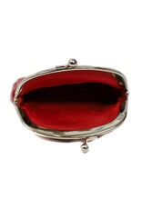 Bear Design Leather Wallets - Bear Design Clasp wallet  ‘Lily’ red