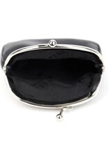 Bear Design Leather Wallets - Bear Design Clasp wallet  ‘Lily’ black