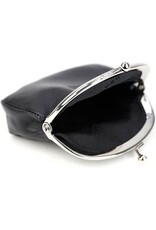 Bear Design Leather Wallets - Bear Design Clasp wallet  ‘Lily’ black