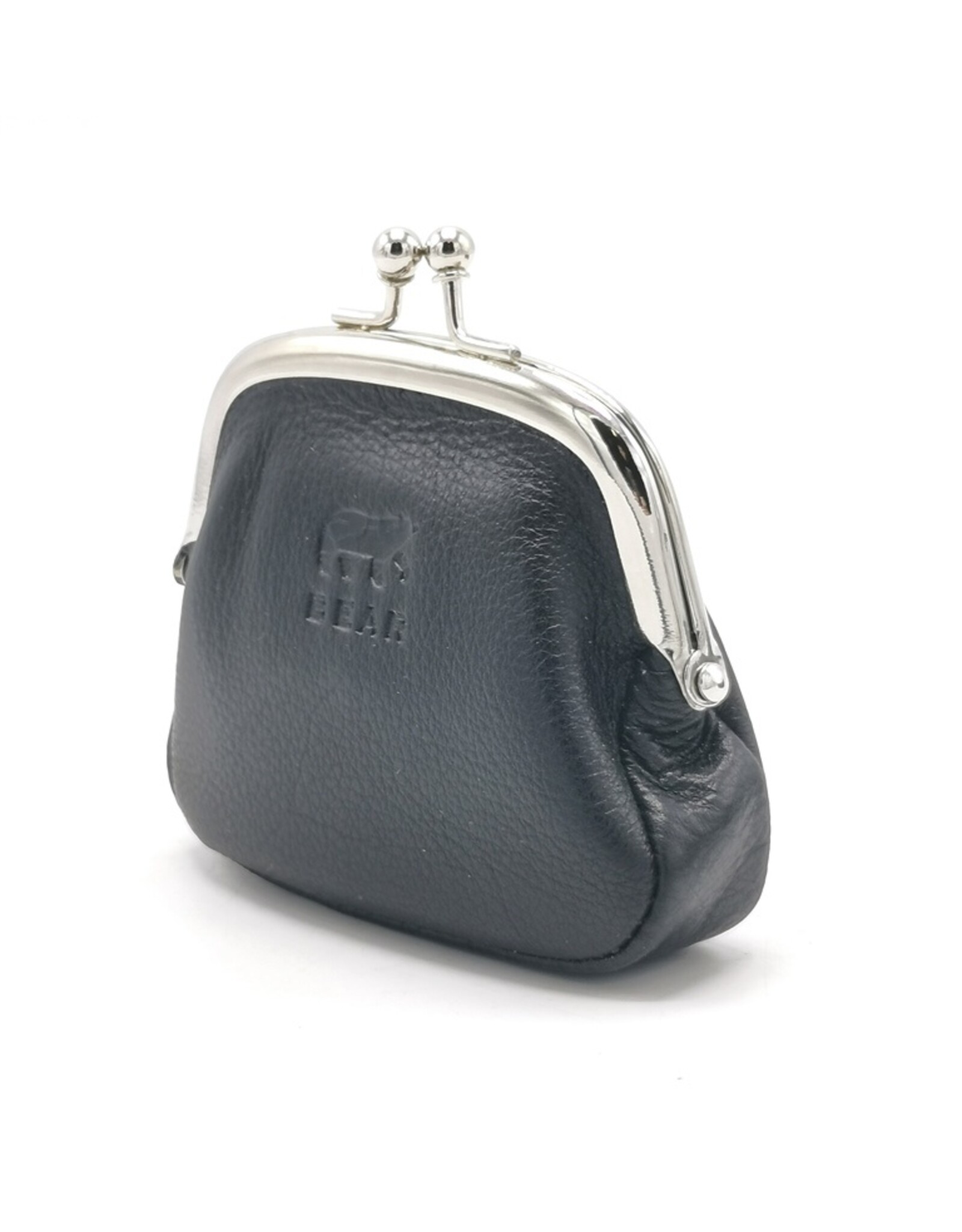 Bear Design Leather Wallets - Bear Design Clasp wallet  ‘Lily’ black