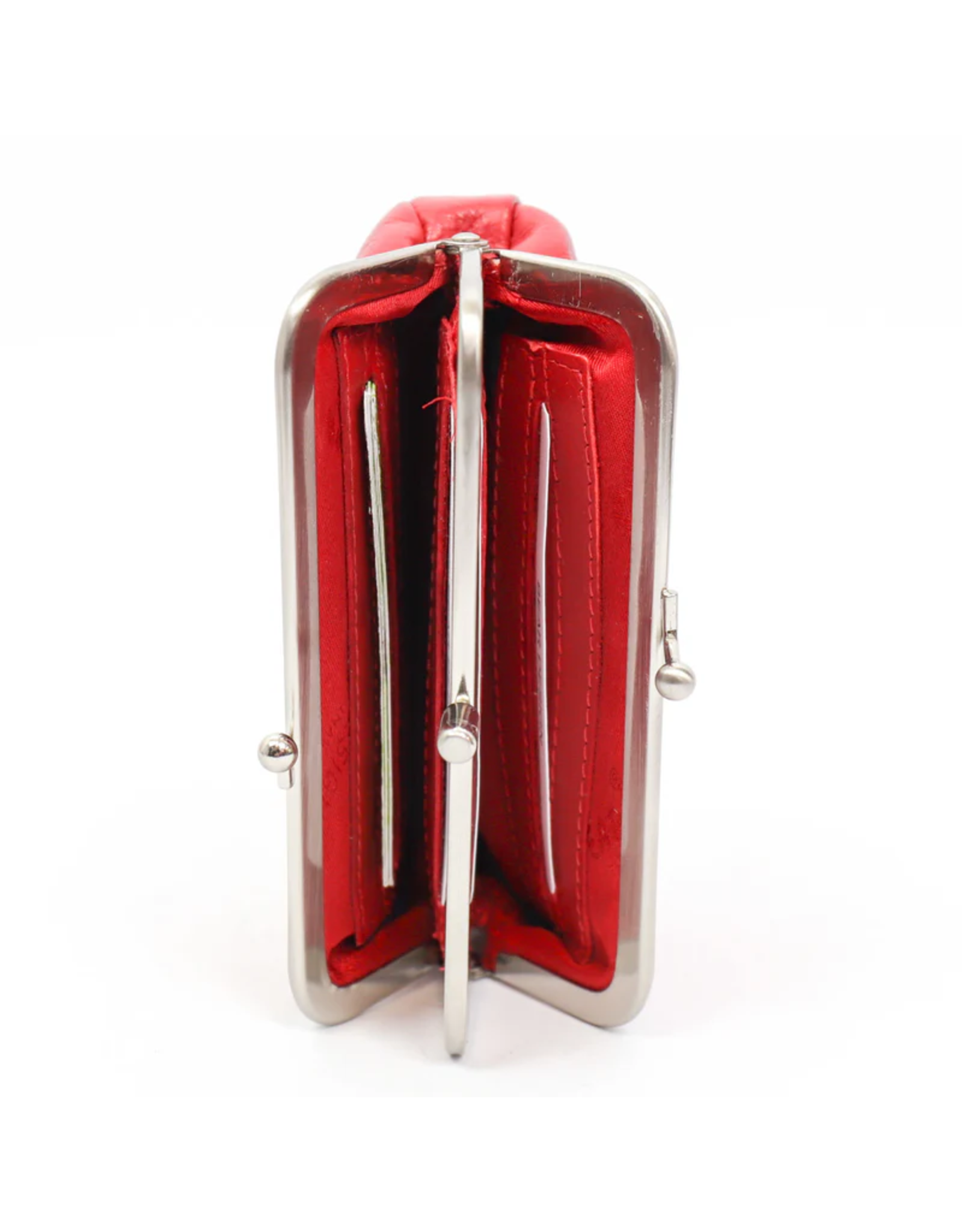 Bear Design Leather Wallets - Bear Design Clasp wallet  ‘Leona’ red