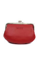 Bear Design Leather Wallets - Bear Design Clasp wallet  ‘Leona’ red