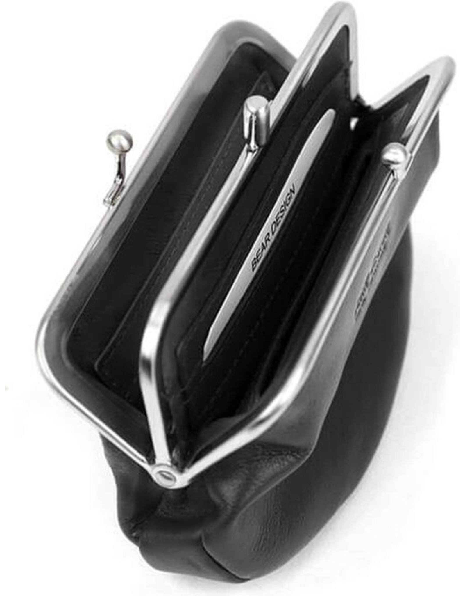 Bear Design Leather Wallets - Bear Design Clasp wallet  ‘Leona’ black