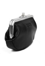 Bear Design Leather Wallets - Bear Design Clasp wallet  ‘Leona’ black