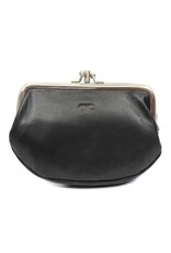 Bear Design Leather Wallets - Bear Design Clasp wallet  ‘Leona’ black
