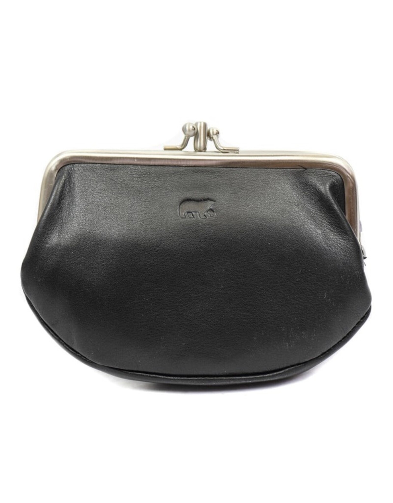 Bear Design Leather Wallets - Bear Design Clasp wallet  ‘Leona’ black
