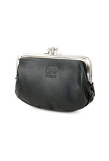 Bear Design Leather Wallets - Bear Design Clasp wallet  ‘Leona’ black