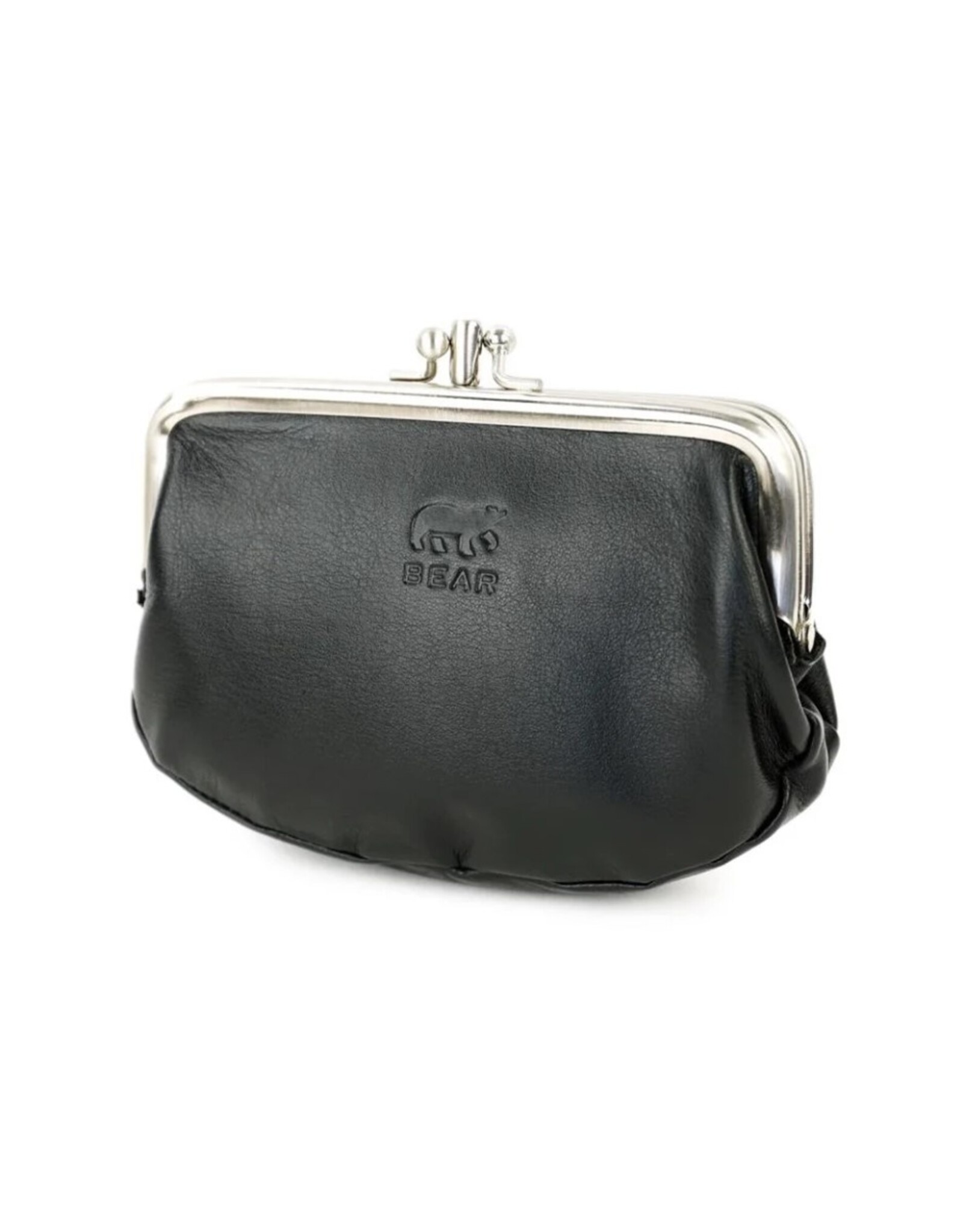 Bear Design Leather Wallets - Bear Design Clasp wallet  ‘Leona’ black
