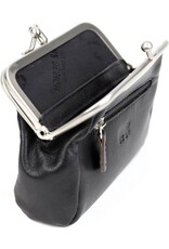 Bear Design Leather Wallets - Bear Design Clasp wallet  ‘Fien’ black