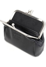 Bear Design Leather Wallets - Bear Design Clasp wallet  ‘Fien’ black