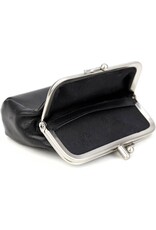 Bear Design Leather Wallets - Bear Design Clasp wallet  ‘Fien’ black