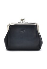 Bear Design Leather Wallets - Bear Design Clasp wallet  ‘Fien’ black