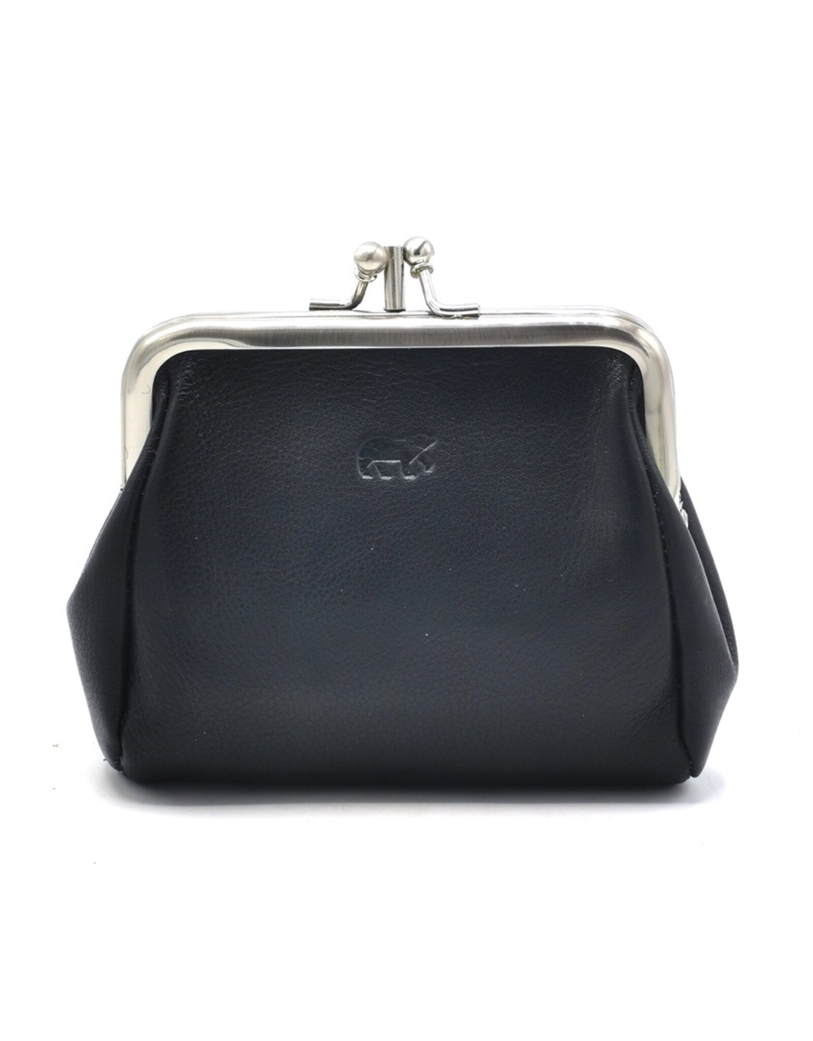 Bear Design Leather Wallets - Bear Design Clasp wallet  ‘Fien’ black