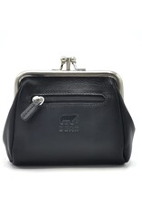 Bear Design Leather Wallets - Bear Design Clasp wallet  ‘Fien’ black