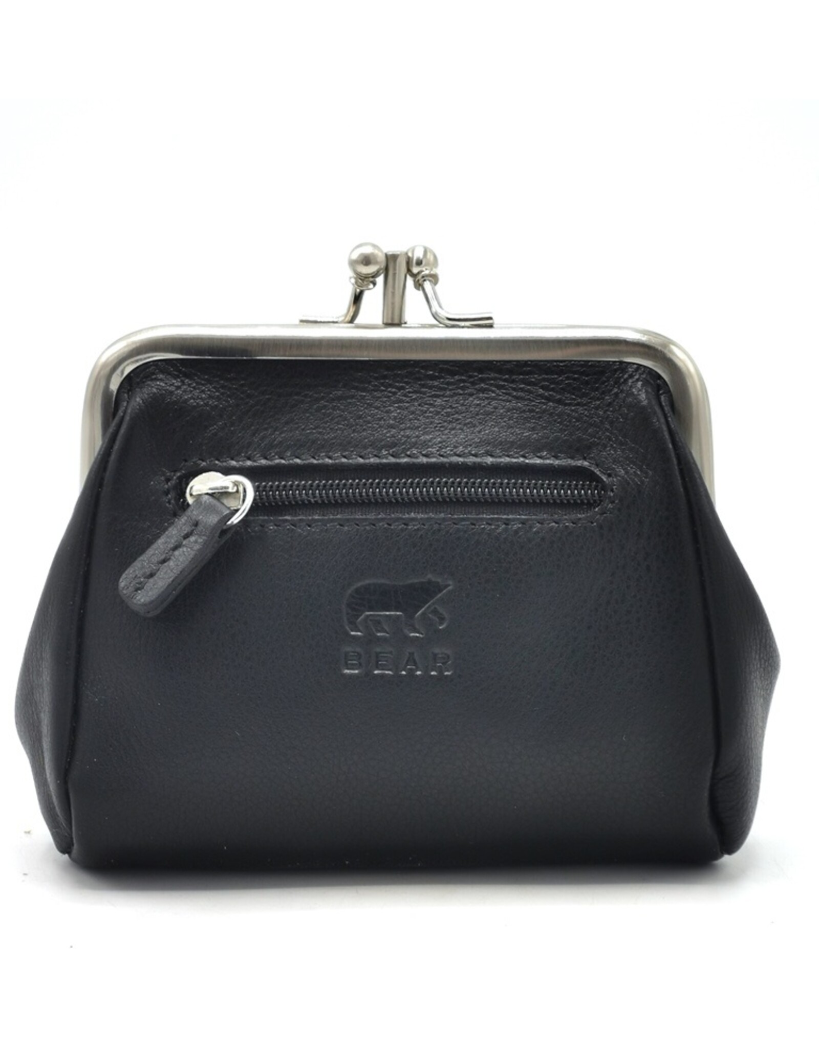 Bear Design Leather Wallets - Bear Design Clasp wallet  ‘Fien’ black