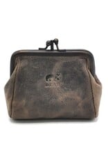 Bear Design Leather Wallets - Bear Design Clasp wallet  ‘Fien’  hunter leather