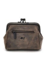 Bear Design Leather Wallets - Bear Design Clasp wallet  ‘Fien’  hunter leather