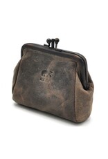 Bear Design Leather Wallets - Bear Design Clasp wallet  ‘Fien’  hunter leather