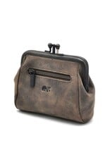 Bear Design Leather Wallets - Bear Design Clasp wallet  ‘Fien’  hunter leather