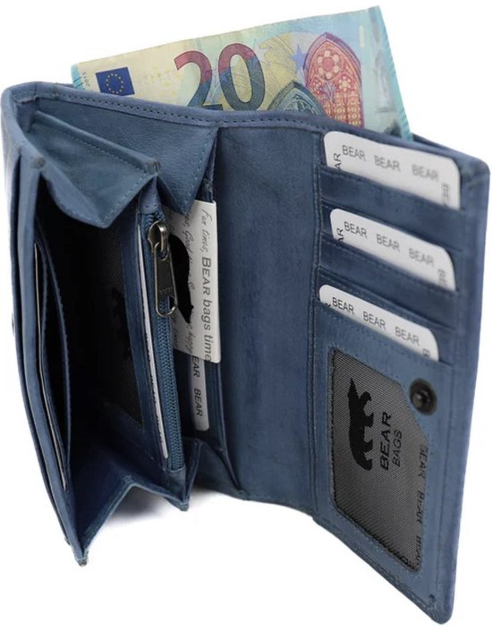 Bear Design Leather Wallets - Bear Design Wallet 'Sweety' elemental blue