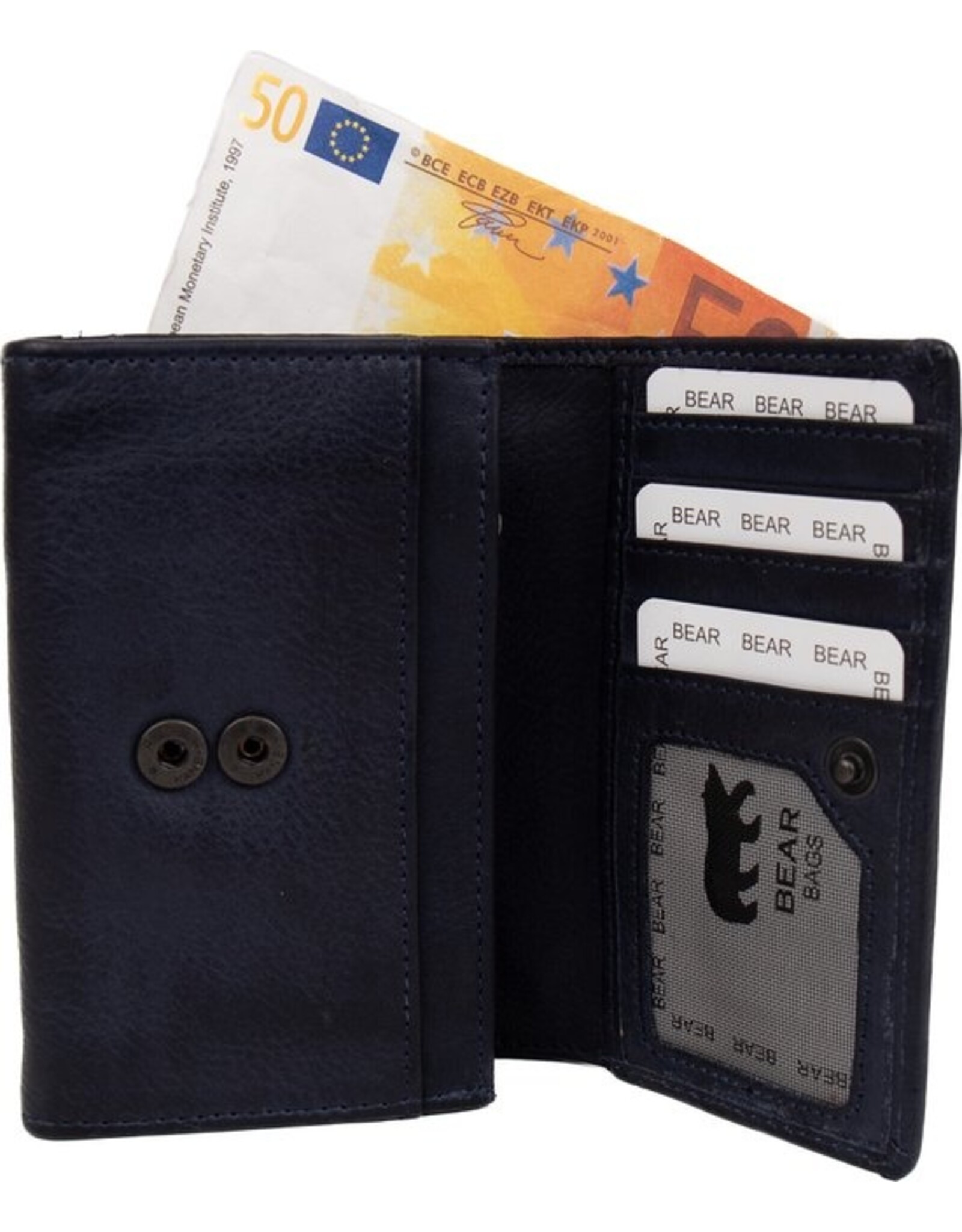 Bear Design Leather Wallets - Bear Design Wallet 'Sweety' navy blue