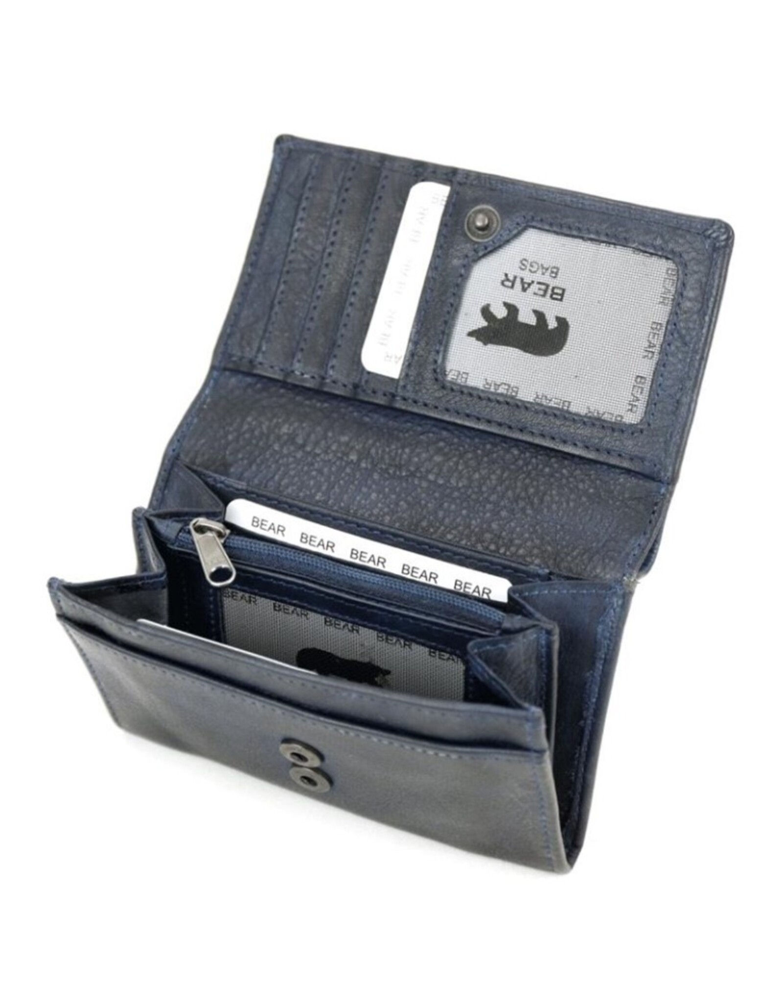 Bear Design Leather Wallets - Bear Design Wallet 'Sweety' navy blue