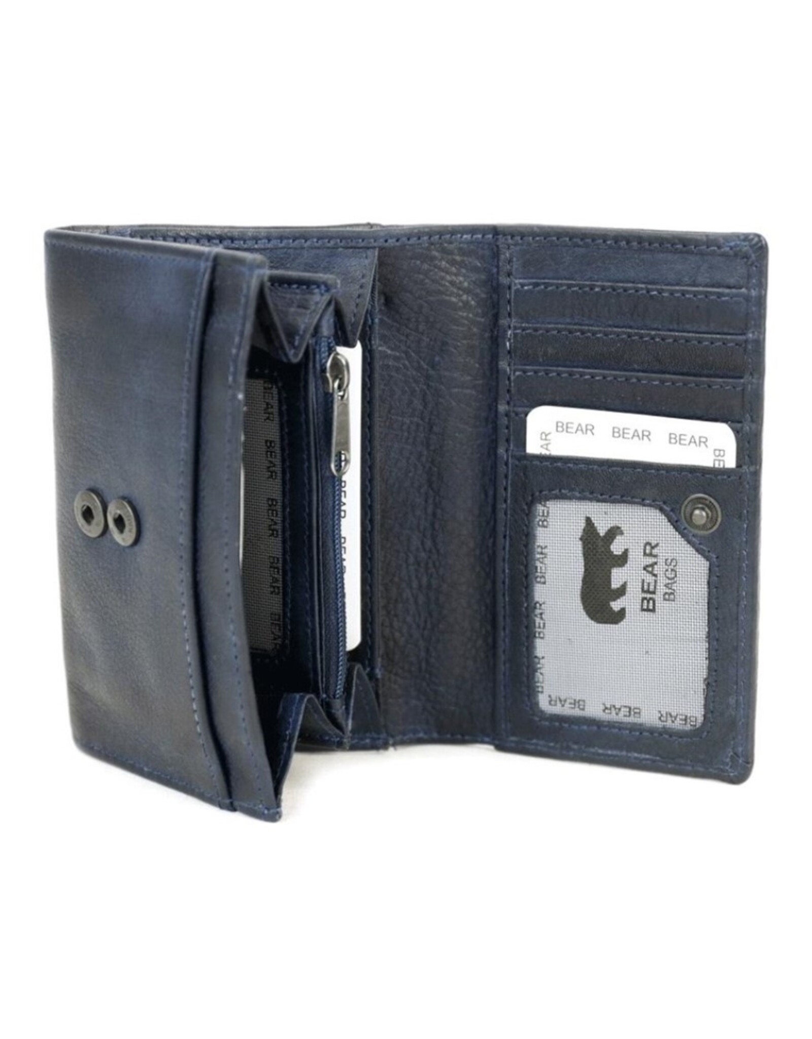 Bear Design Leather Wallets - Bear Design Wallet 'Sweety' navy blue