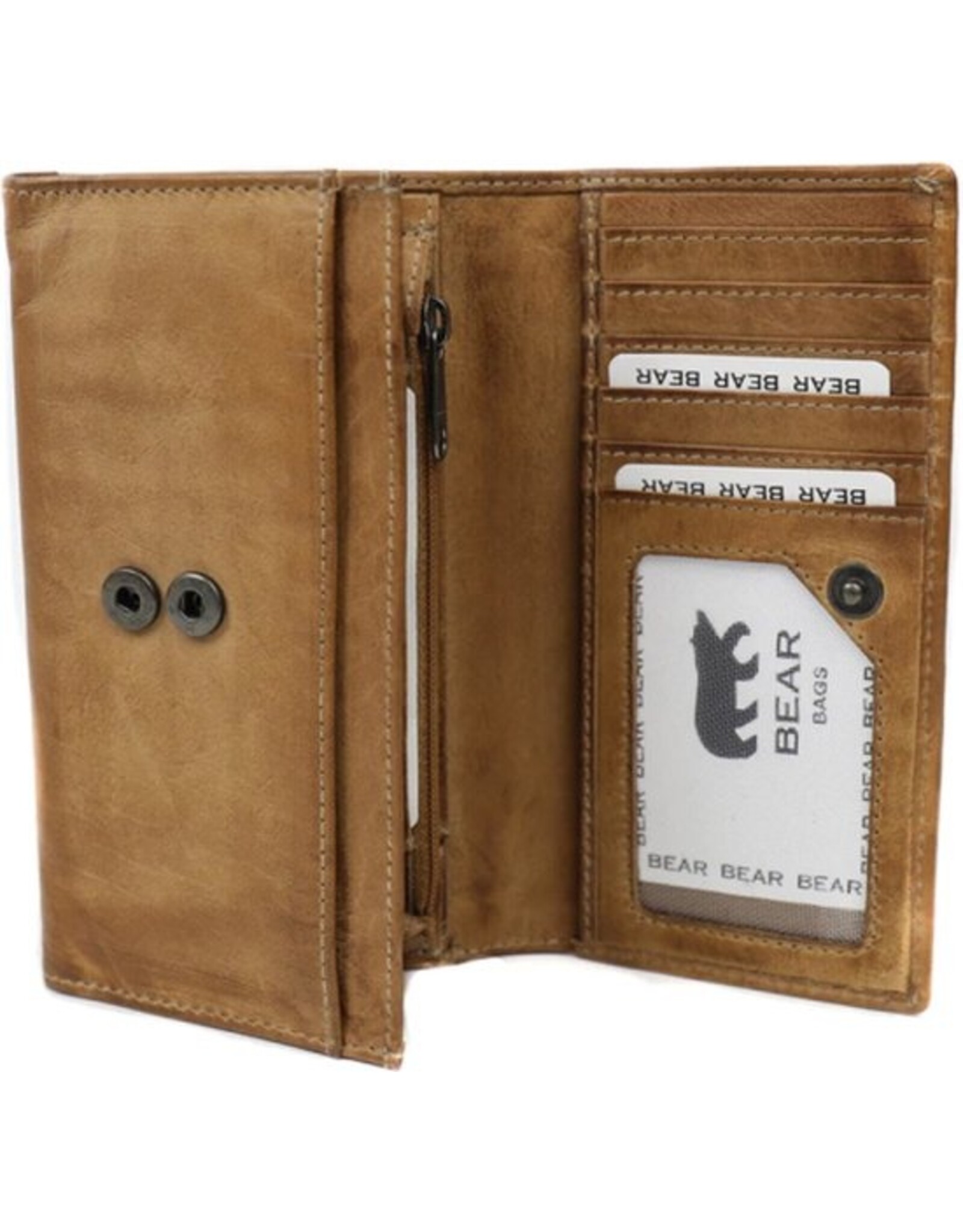 Bear Design Leren Portemonnees - Bear Design Portemonnee "Sweety"  XL taupe