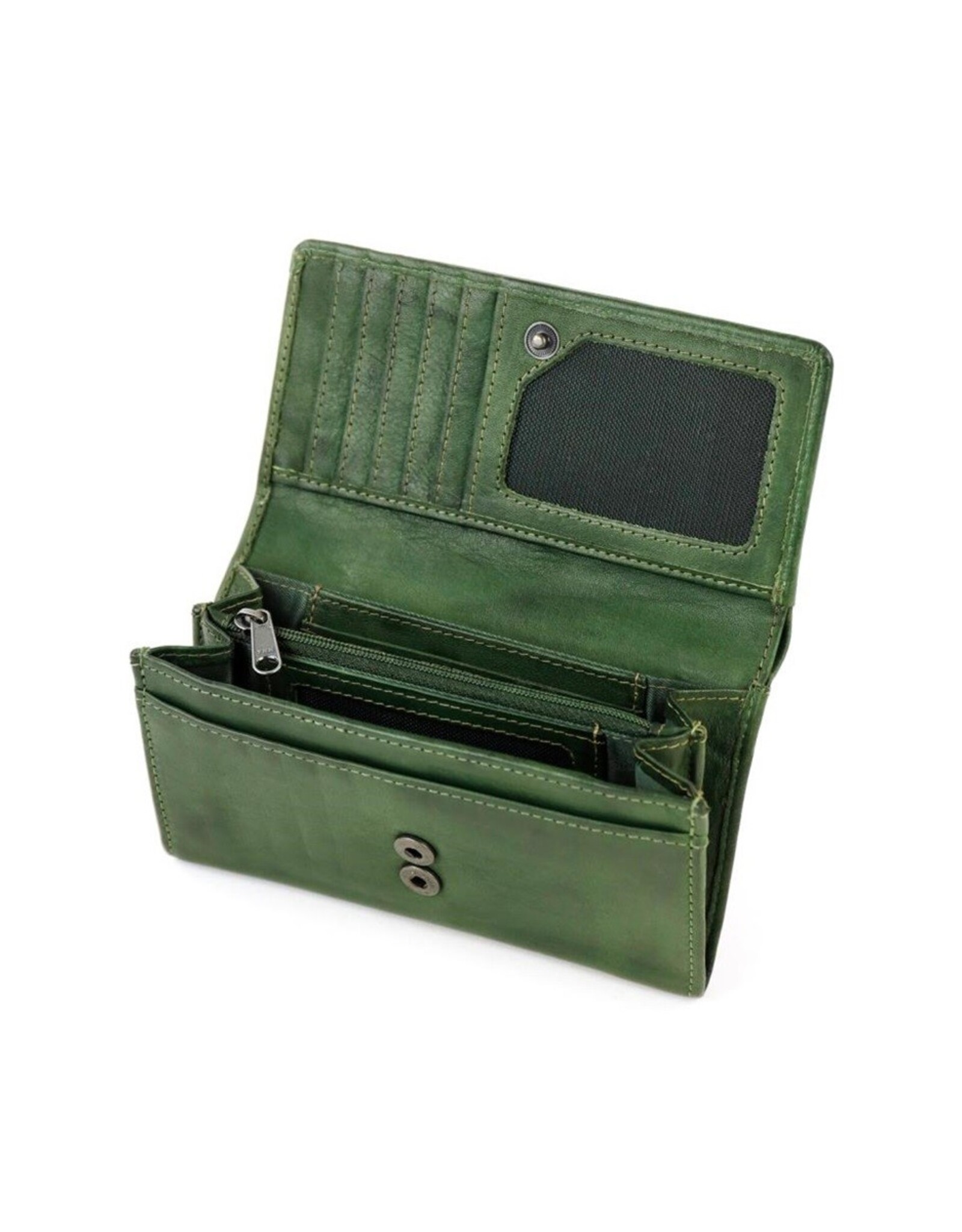 Bear Design Leren Portemonnees - Bear Design Portemonnee "Sweety"  XL groen