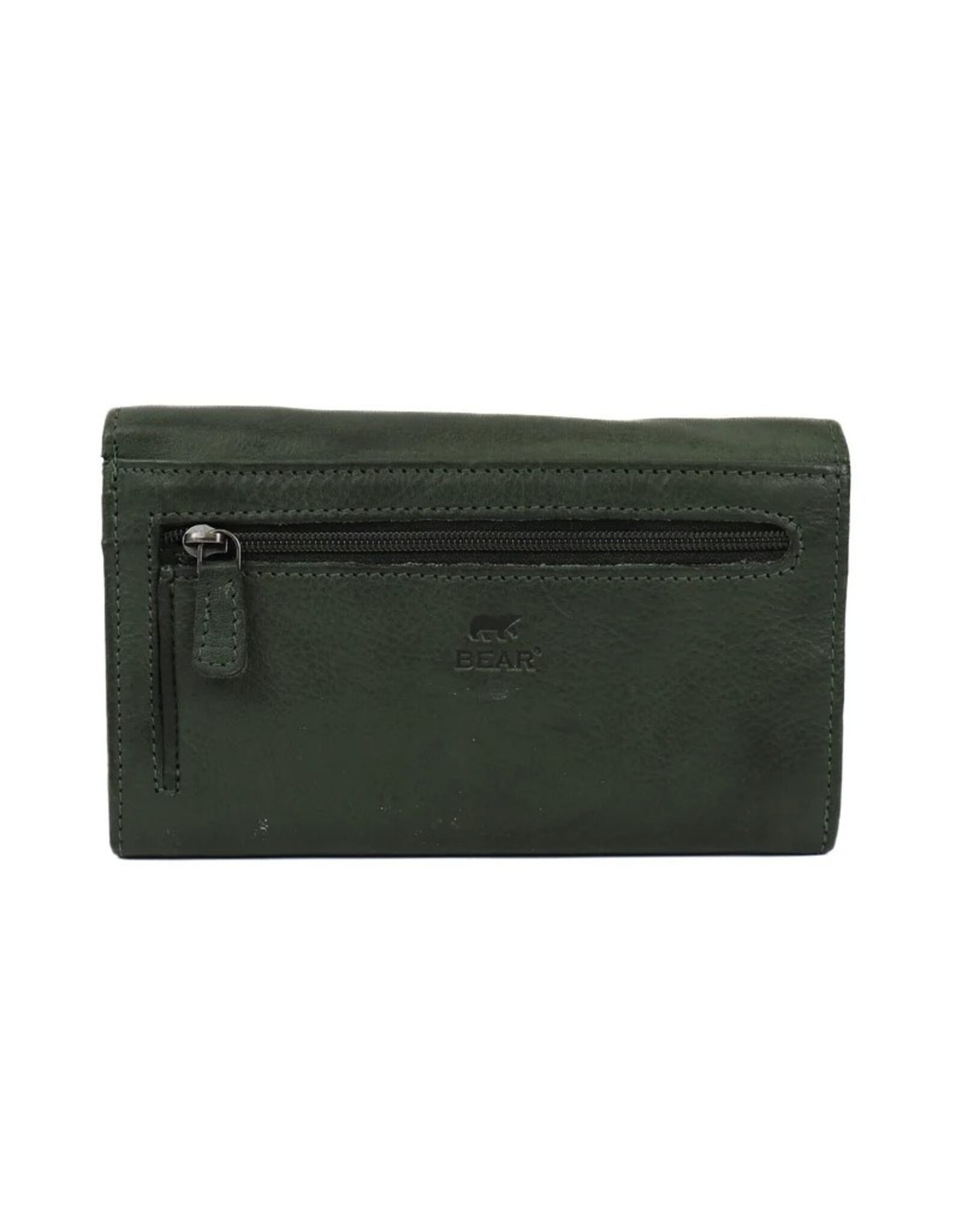 Bear Design Leren Portemonnees - Bear Design Portemonnee "Sweety"  XL groen