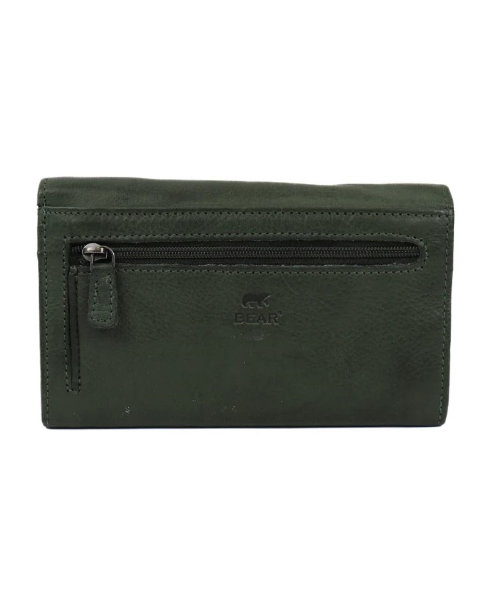 Bear Design Leather Wallets - Bear Design Wallet 'Sweety'  XL green
