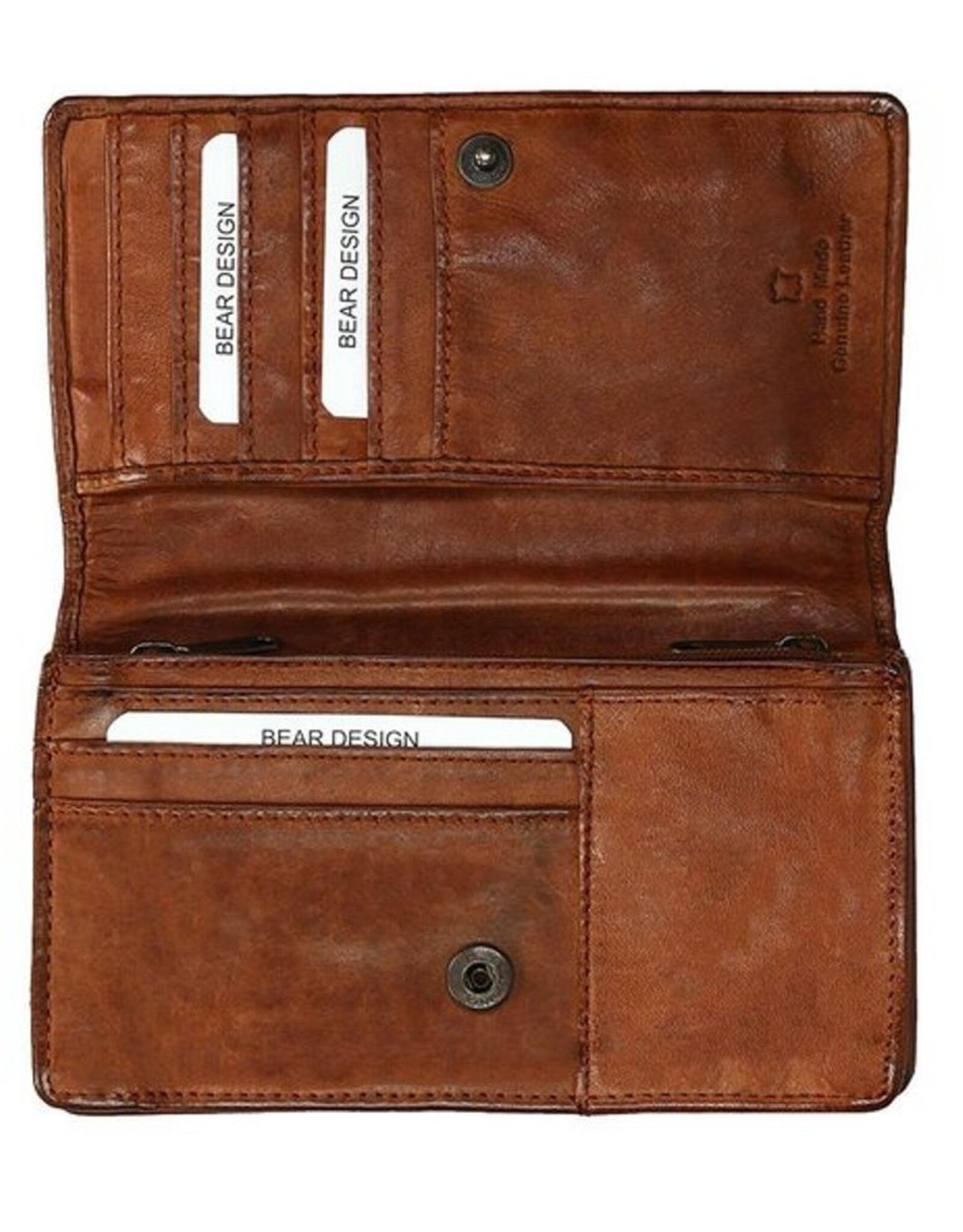 Bear Design Leather Wallets - Bear Design Wallet 'Emma'  cognac