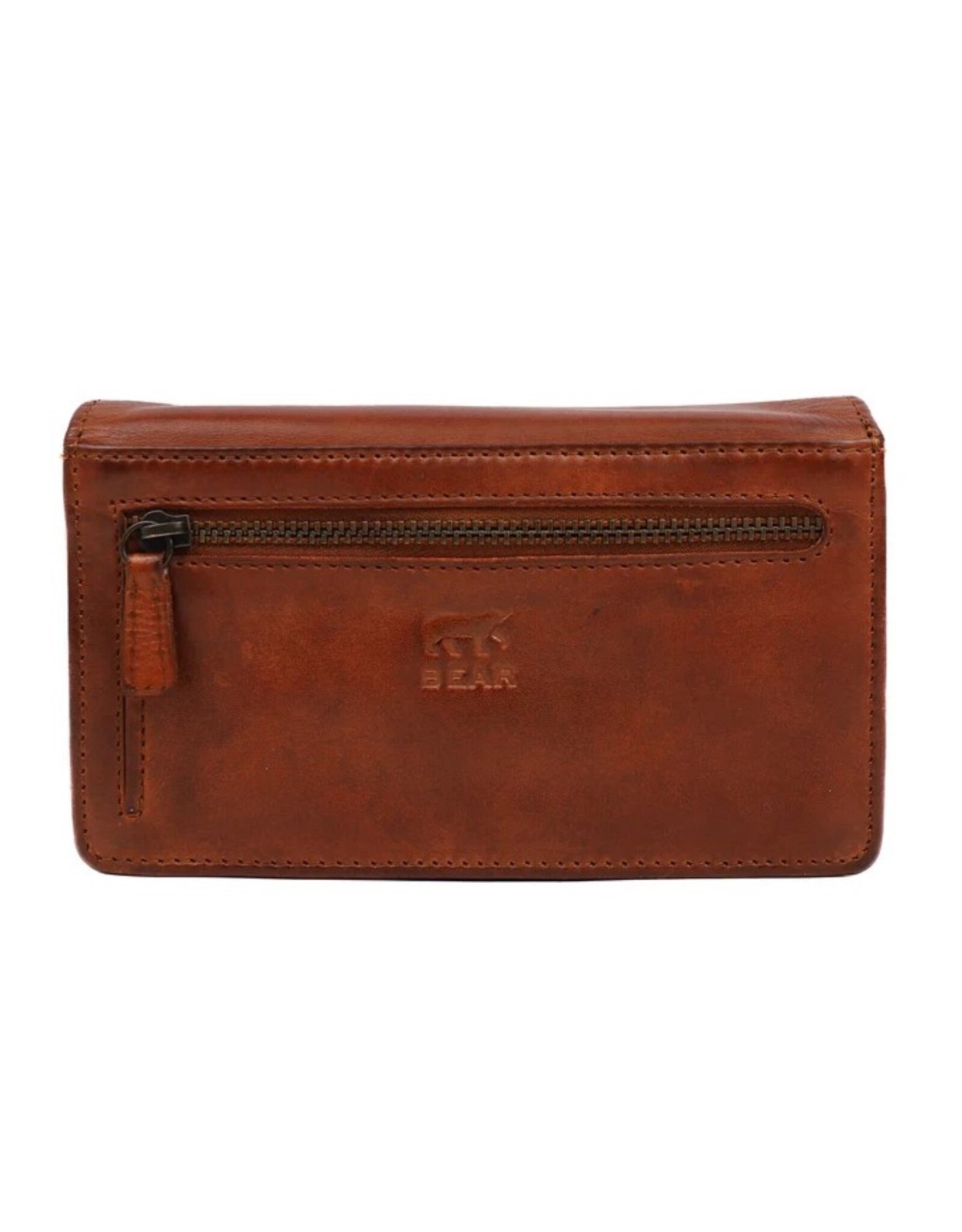 Bear Design Leather Wallets - Bear Design Wallet 'Emma'  cognac