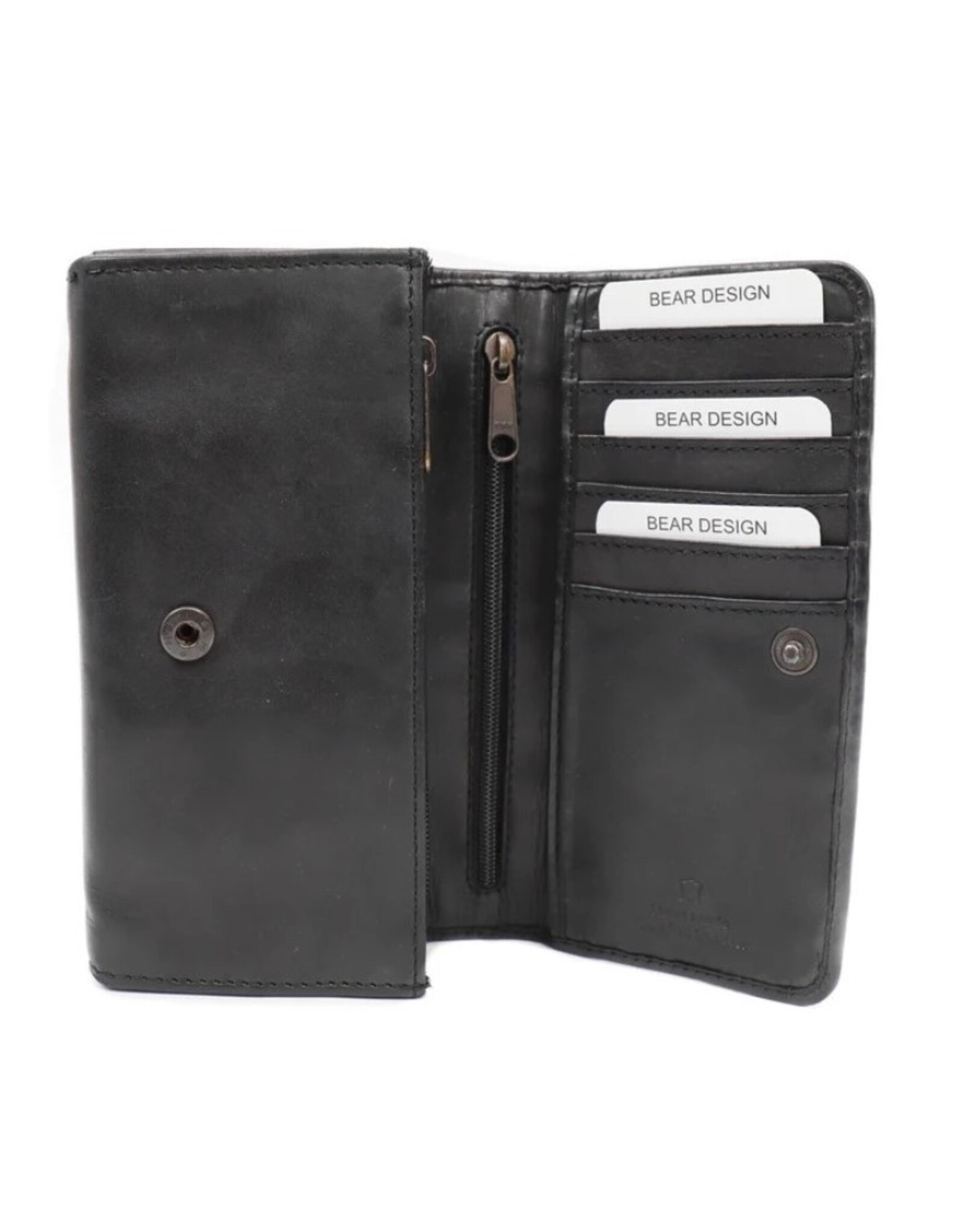 Bear Design Leather Wallets - Bear Design Wallet 'Noor'  black