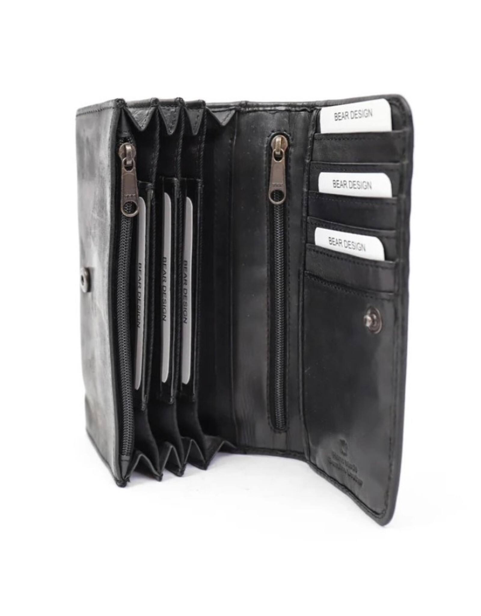 Bear Design Leren Portemonnees - Bear Design Portemonnee "Noor" zwart
