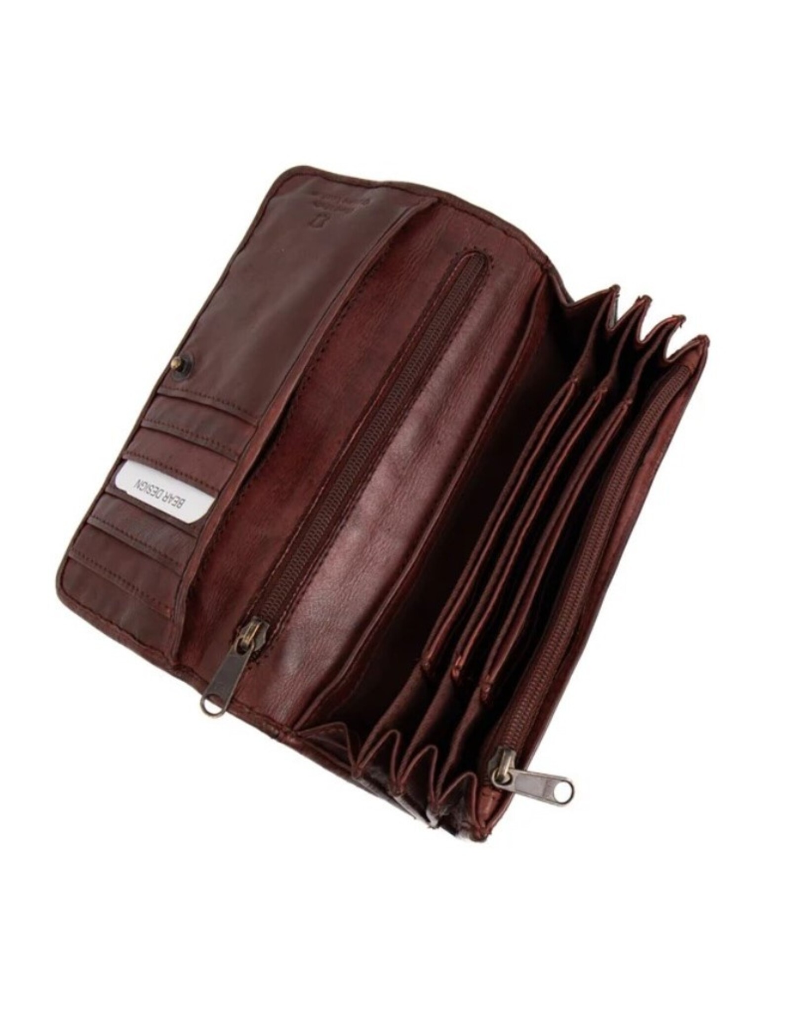 Bear Design Leather Wallets - Bear Design Wallet 'Noor'  bordeaux