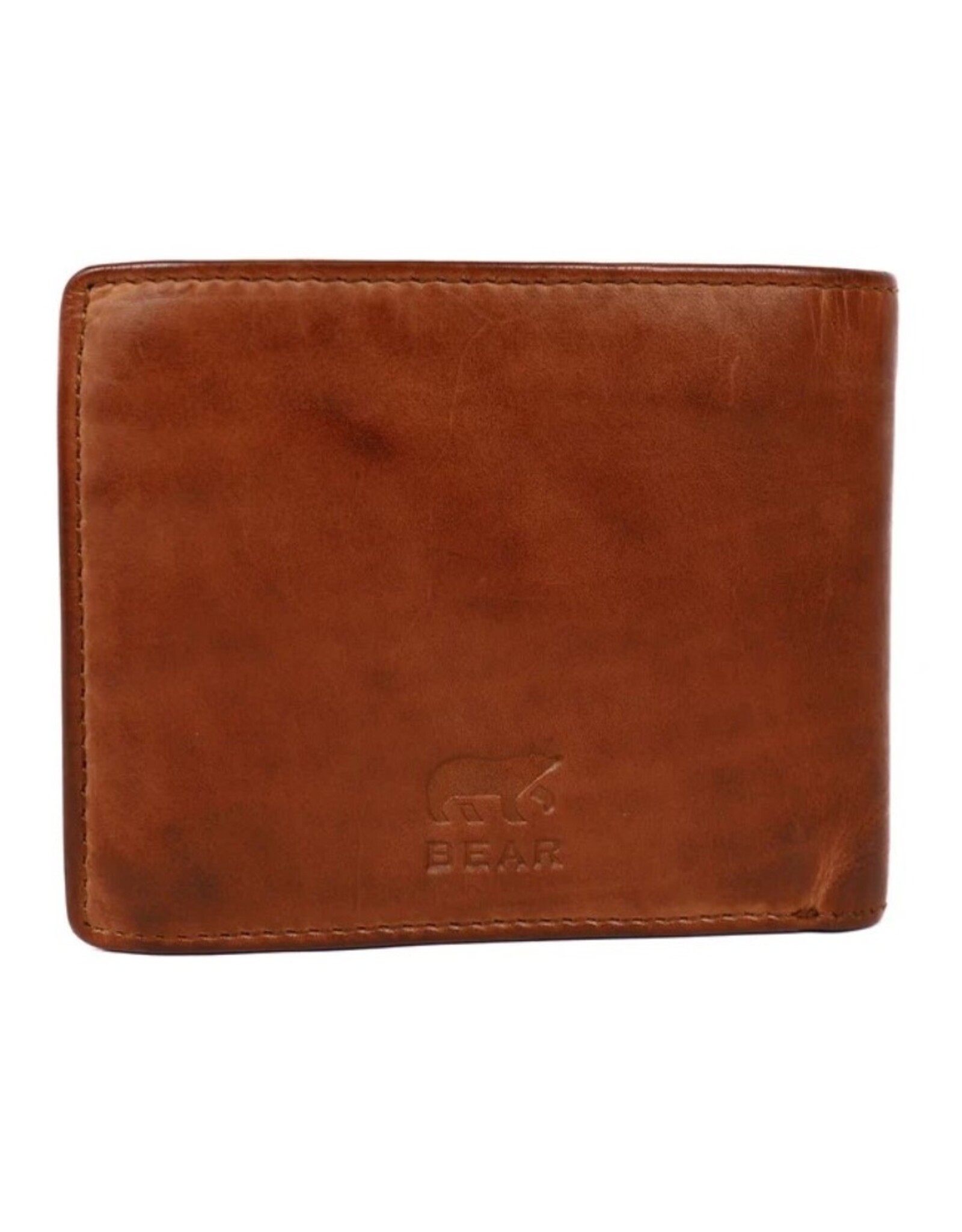 Bear Design Leren Portemonnees - Bear Design Billfold Portemonnee "Fabian" cognac