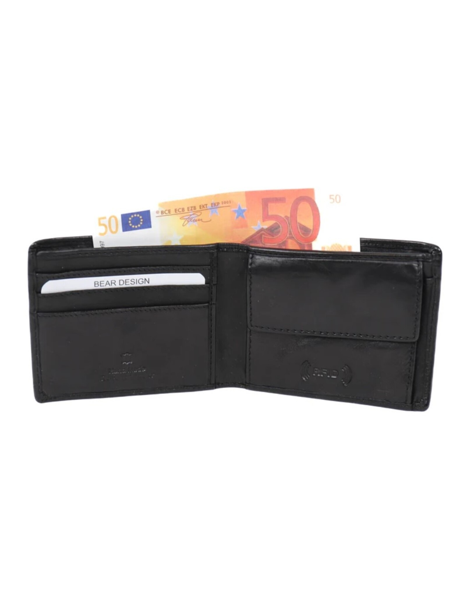 Bear Design Leather Wallets - Bear Design Billfold Wallet 'Fabian'  black
