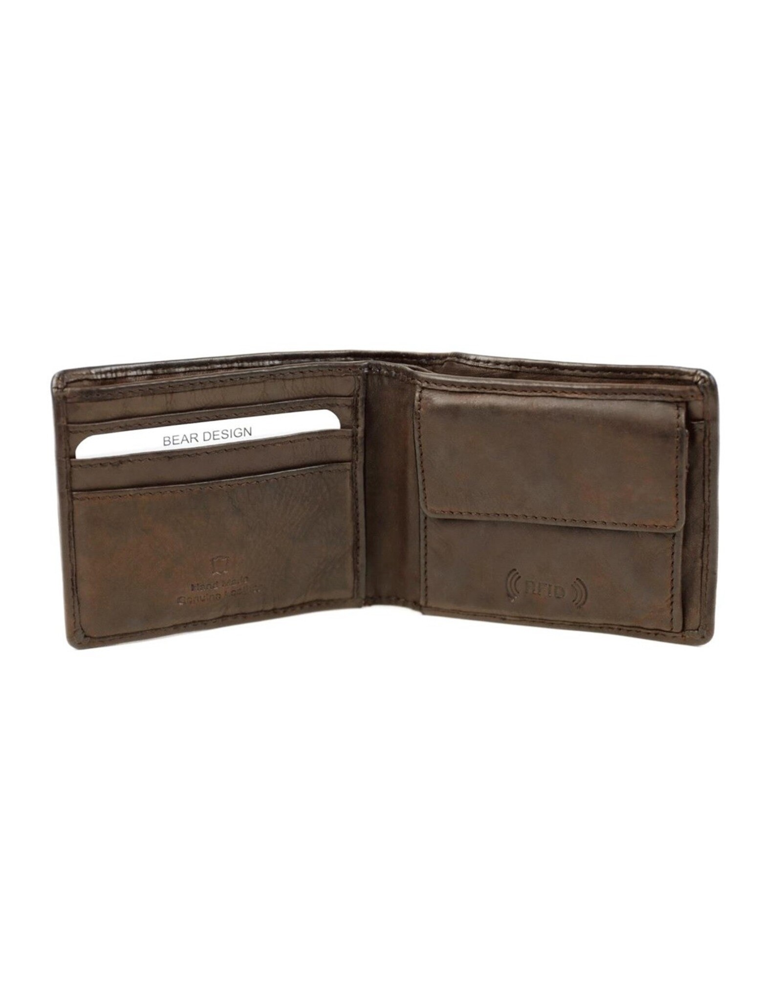 Bear Design Leather Wallets - Bear Design Billfold Wallet 'Fabian'  black brown